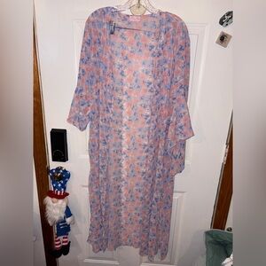 Pink Lily Pastel Floral Kimono
